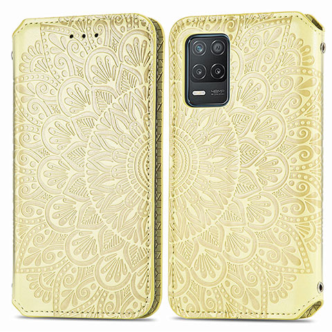 Coque Portefeuille Motif Fantaisie Livre Cuir Etui Clapet S01D pour Realme Narzo 30 5G Or