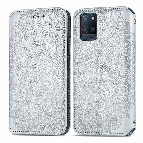 Coque Portefeuille Motif Fantaisie Livre Cuir Etui Clapet S01D pour Realme V11 5G Argent