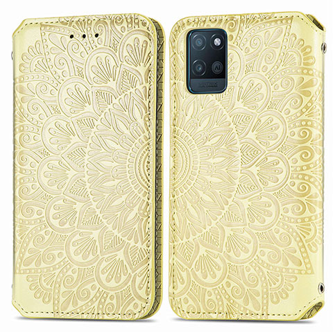 Coque Portefeuille Motif Fantaisie Livre Cuir Etui Clapet S01D pour Realme V11s 5G Or