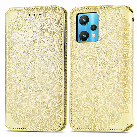 Coque Portefeuille Motif Fantaisie Livre Cuir Etui Clapet S01D pour Realme V25 5G Or