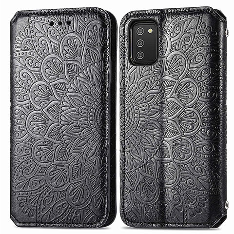 Coque Portefeuille Motif Fantaisie Livre Cuir Etui Clapet S01D pour Samsung Galaxy A02s Noir