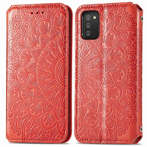 Coque Portefeuille Motif Fantaisie Livre Cuir Etui Clapet S01D pour Samsung Galaxy A02s Rouge