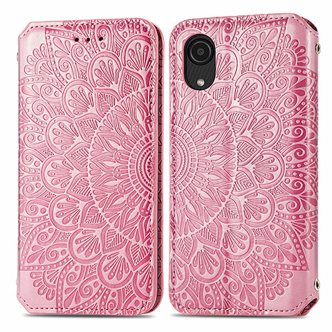 Coque Portefeuille Motif Fantaisie Livre Cuir Etui Clapet S01D pour Samsung Galaxy A03 Core Or Rose