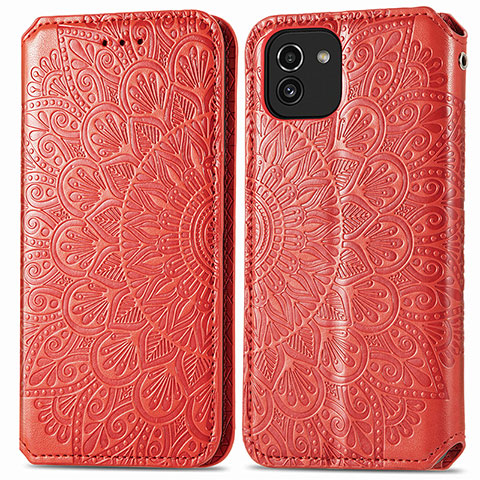 Coque Portefeuille Motif Fantaisie Livre Cuir Etui Clapet S01D pour Samsung Galaxy A03 Rouge