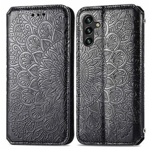 Coque Portefeuille Motif Fantaisie Livre Cuir Etui Clapet S01D pour Samsung Galaxy A04s Noir