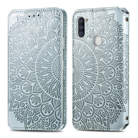 Coque Portefeuille Motif Fantaisie Livre Cuir Etui Clapet S01D pour Samsung Galaxy A11 Argent