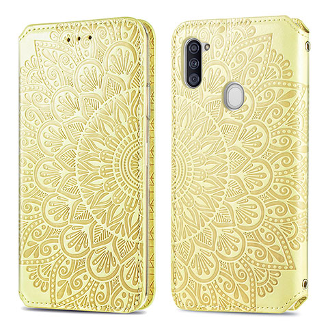 Coque Portefeuille Motif Fantaisie Livre Cuir Etui Clapet S01D pour Samsung Galaxy A11 Or