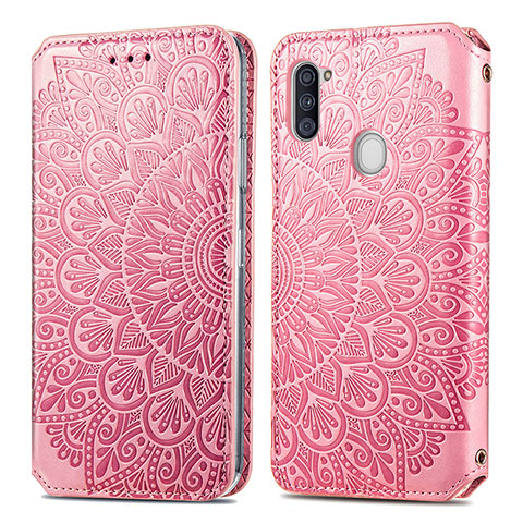 Coque Portefeuille Motif Fantaisie Livre Cuir Etui Clapet S01D pour Samsung Galaxy A11 Or Rose