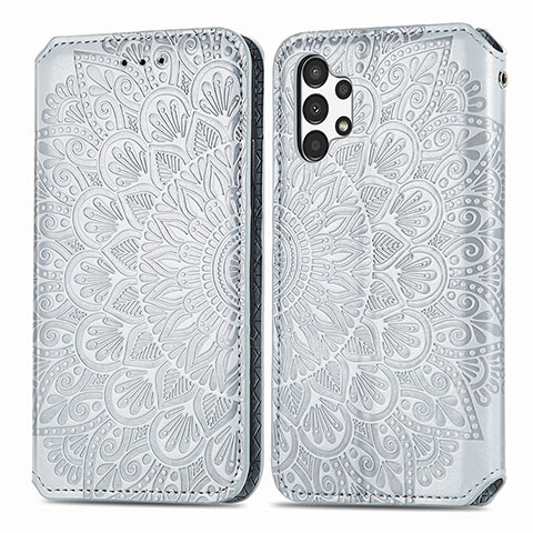 Coque Portefeuille Motif Fantaisie Livre Cuir Etui Clapet S01D pour Samsung Galaxy A13 4G Argent