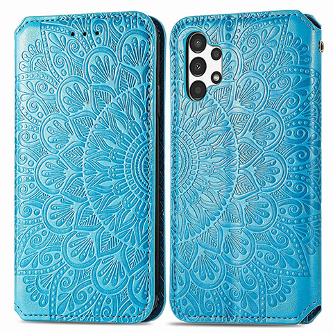 Coque Portefeuille Motif Fantaisie Livre Cuir Etui Clapet S01D pour Samsung Galaxy A13 4G Bleu