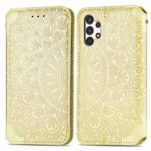 Coque Portefeuille Motif Fantaisie Livre Cuir Etui Clapet S01D pour Samsung Galaxy A13 4G Or