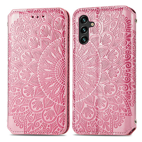 Coque Portefeuille Motif Fantaisie Livre Cuir Etui Clapet S01D pour Samsung Galaxy A13 5G Or Rose