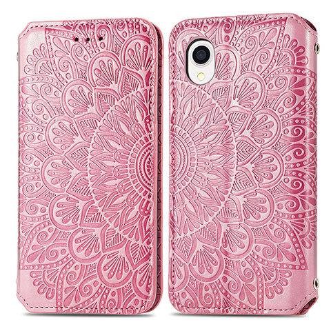 Coque Portefeuille Motif Fantaisie Livre Cuir Etui Clapet S01D pour Samsung Galaxy A22 5G SC-56B Or Rose