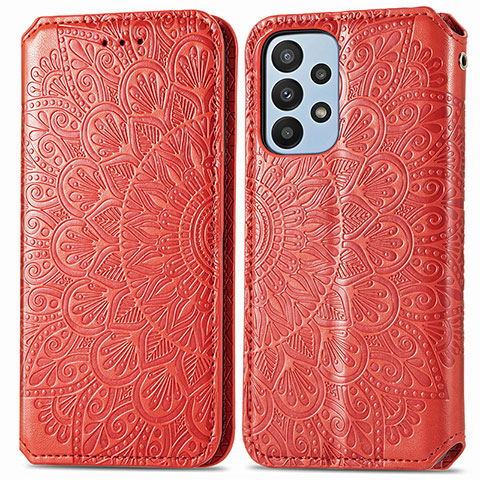 Coque Portefeuille Motif Fantaisie Livre Cuir Etui Clapet S01D pour Samsung Galaxy A23 5G Rouge