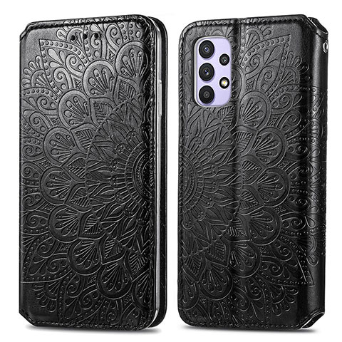 Coque Portefeuille Motif Fantaisie Livre Cuir Etui Clapet S01D pour Samsung Galaxy A32 4G Noir