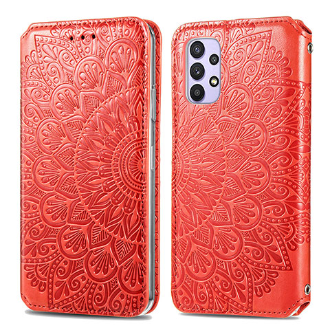 Coque Portefeuille Motif Fantaisie Livre Cuir Etui Clapet S01D pour Samsung Galaxy A32 4G Rouge