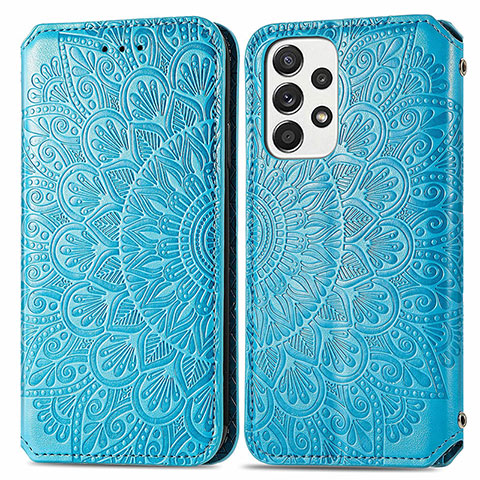 Coque Portefeuille Motif Fantaisie Livre Cuir Etui Clapet S01D pour Samsung Galaxy A33 5G Bleu