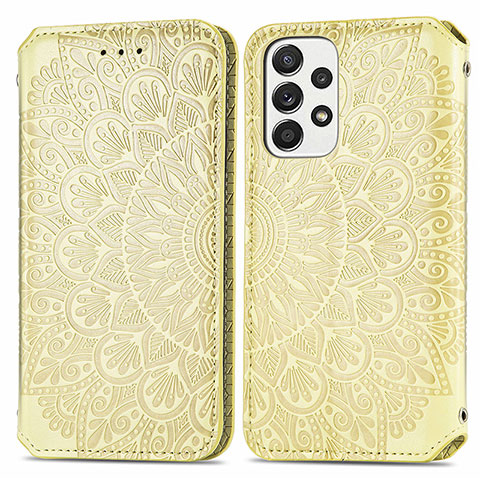 Coque Portefeuille Motif Fantaisie Livre Cuir Etui Clapet S01D pour Samsung Galaxy A33 5G Or