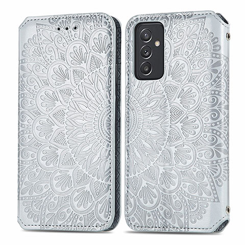 Coque Portefeuille Motif Fantaisie Livre Cuir Etui Clapet S01D pour Samsung Galaxy A55 5G Argent