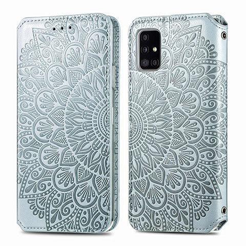 Coque Portefeuille Motif Fantaisie Livre Cuir Etui Clapet S01D pour Samsung Galaxy A71 5G Argent