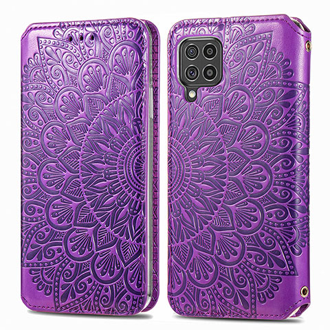 Coque Portefeuille Motif Fantaisie Livre Cuir Etui Clapet S01D pour Samsung Galaxy F62 5G Violet