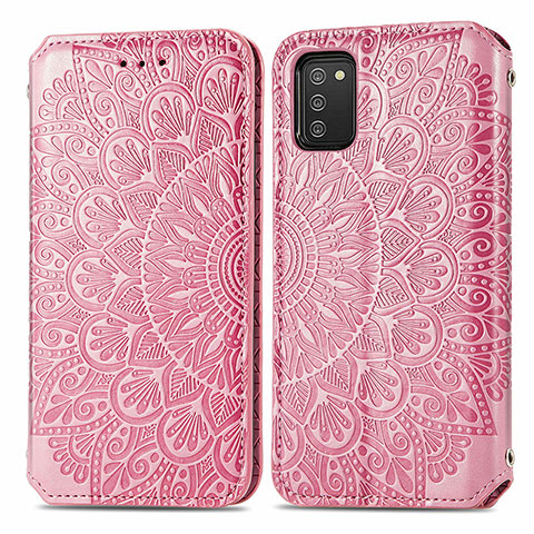 Coque Portefeuille Motif Fantaisie Livre Cuir Etui Clapet S01D pour Samsung Galaxy M02s Or Rose