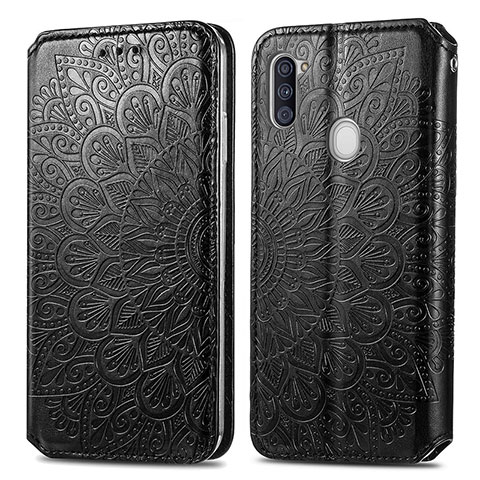 Coque Portefeuille Motif Fantaisie Livre Cuir Etui Clapet S01D pour Samsung Galaxy M11 Noir