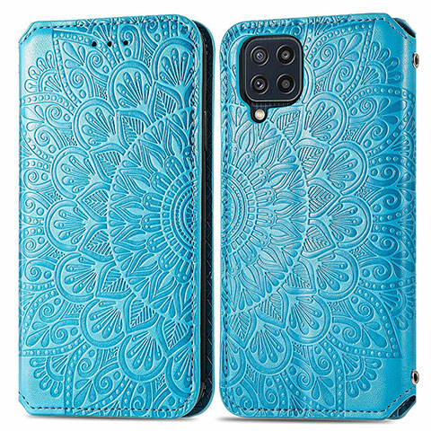 Coque Portefeuille Motif Fantaisie Livre Cuir Etui Clapet S01D pour Samsung Galaxy M32 4G Bleu