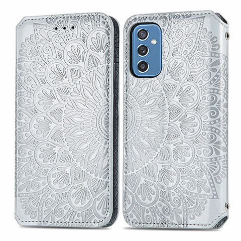 Coque Portefeuille Motif Fantaisie Livre Cuir Etui Clapet S01D pour Samsung Galaxy M52 5G Argent