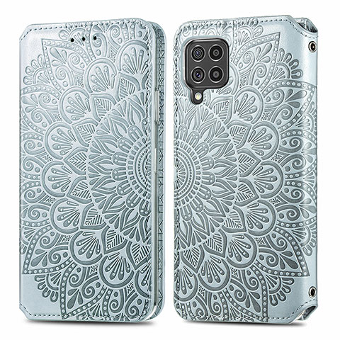 Coque Portefeuille Motif Fantaisie Livre Cuir Etui Clapet S01D pour Samsung Galaxy M62 4G Argent