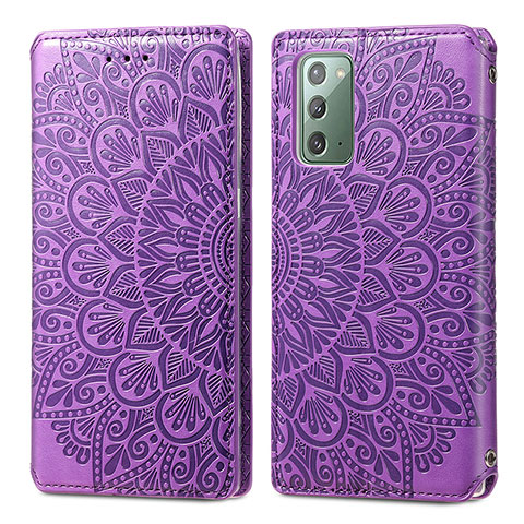 Coque Portefeuille Motif Fantaisie Livre Cuir Etui Clapet S01D pour Samsung Galaxy Note 20 5G Violet