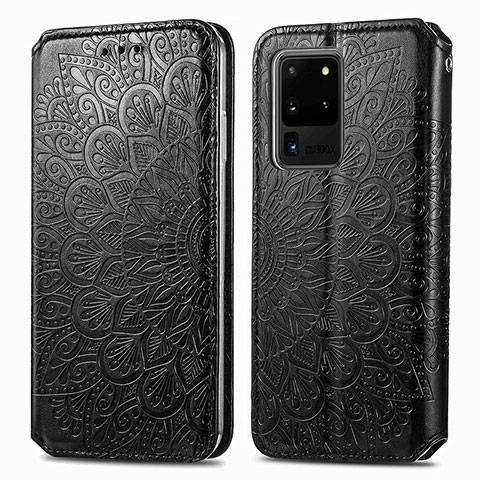 Coque Portefeuille Motif Fantaisie Livre Cuir Etui Clapet S01D pour Samsung Galaxy S20 Ultra 5G Noir