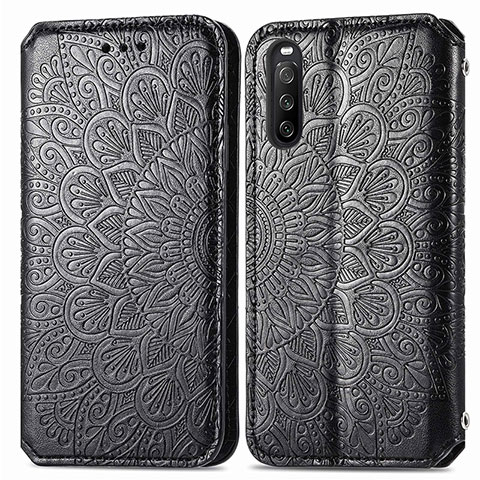 Coque Portefeuille Motif Fantaisie Livre Cuir Etui Clapet S01D pour Sony Xperia 10 III Lite Noir