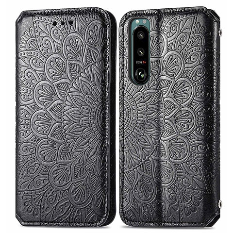 Coque Portefeuille Motif Fantaisie Livre Cuir Etui Clapet S01D pour Sony Xperia 5 III Noir