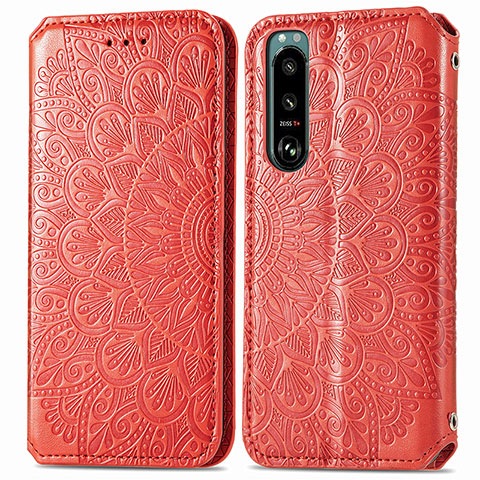 Coque Portefeuille Motif Fantaisie Livre Cuir Etui Clapet S01D pour Sony Xperia 5 IV Rouge