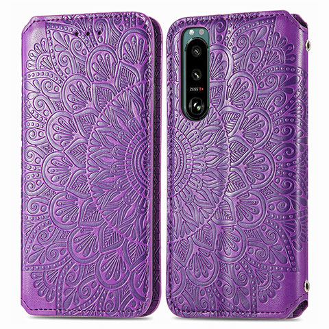 Coque Portefeuille Motif Fantaisie Livre Cuir Etui Clapet S01D pour Sony Xperia 5 IV Violet