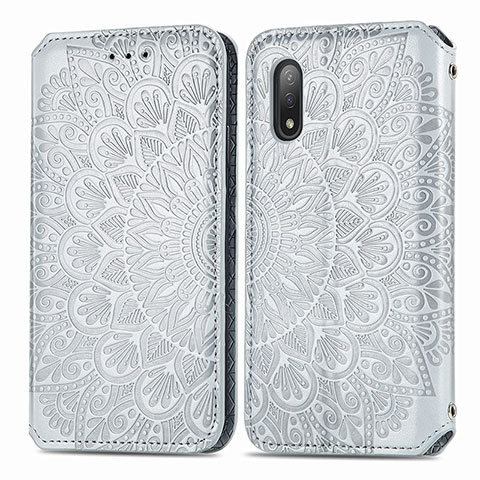 Coque Portefeuille Motif Fantaisie Livre Cuir Etui Clapet S01D pour Sony Xperia Ace II Argent