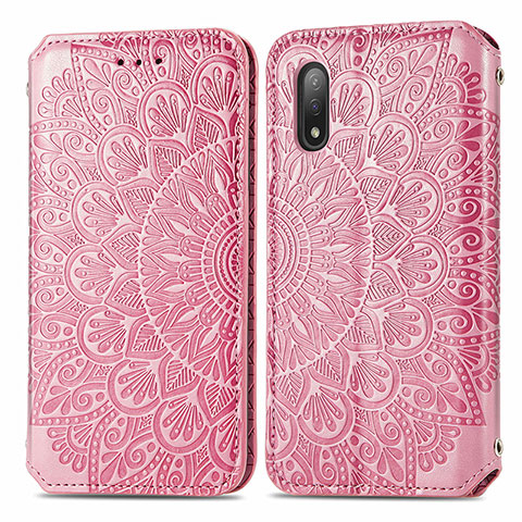 Coque Portefeuille Motif Fantaisie Livre Cuir Etui Clapet S01D pour Sony Xperia Ace II SO-41B Or Rose