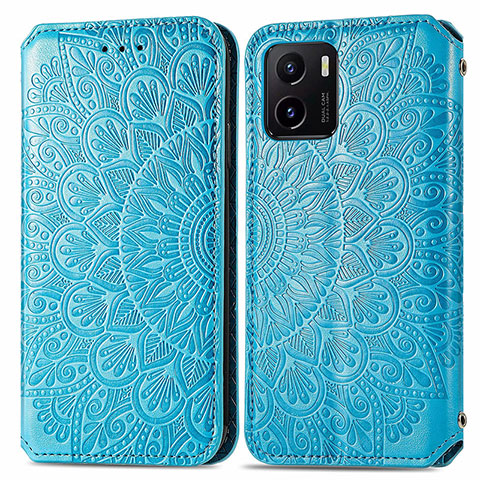 Coque Portefeuille Motif Fantaisie Livre Cuir Etui Clapet S01D pour Vivo iQOO U5x Bleu