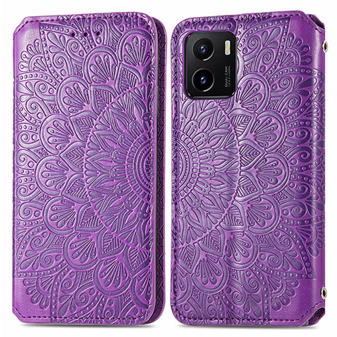 Coque Portefeuille Motif Fantaisie Livre Cuir Etui Clapet S01D pour Vivo iQOO U5x Violet