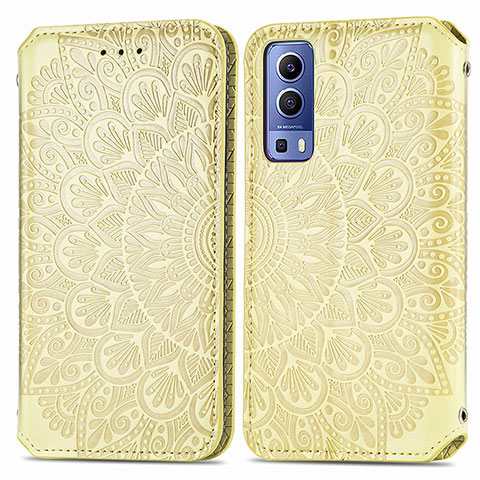 Coque Portefeuille Motif Fantaisie Livre Cuir Etui Clapet S01D pour Vivo iQOO Z3 5G Or