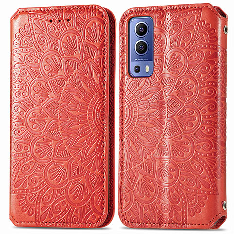 Coque Portefeuille Motif Fantaisie Livre Cuir Etui Clapet S01D pour Vivo iQOO Z3 5G Rouge