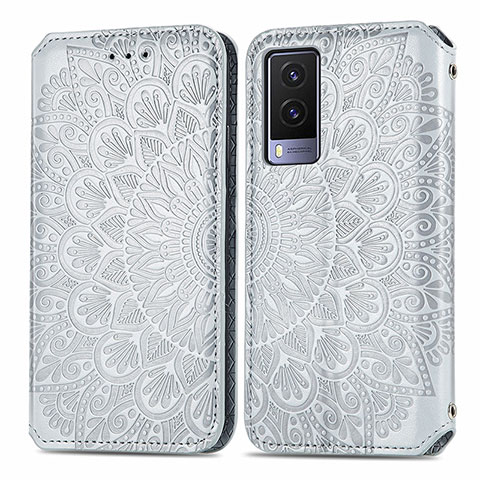 Coque Portefeuille Motif Fantaisie Livre Cuir Etui Clapet S01D pour Vivo V21e 5G Argent