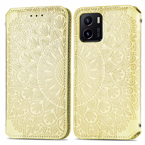 Coque Portefeuille Motif Fantaisie Livre Cuir Etui Clapet S01D pour Vivo Y01 Or