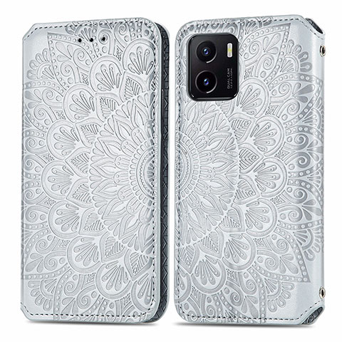 Coque Portefeuille Motif Fantaisie Livre Cuir Etui Clapet S01D pour Vivo Y10 t1 Argent