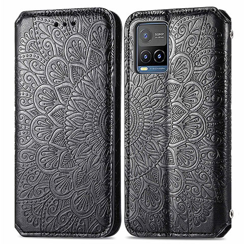 Coque Portefeuille Motif Fantaisie Livre Cuir Etui Clapet S01D pour Vivo Y21s Noir