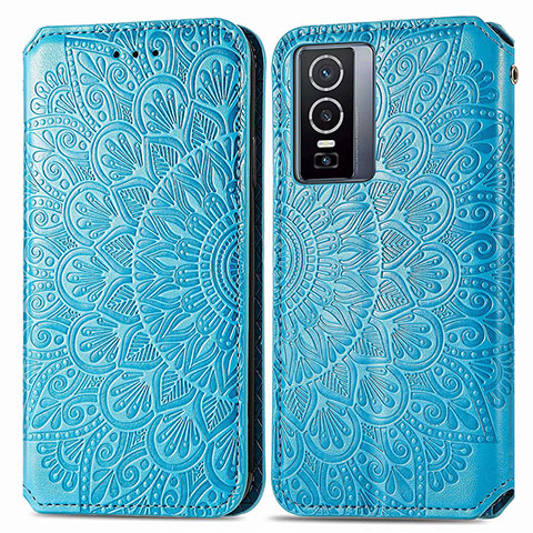 Coque Portefeuille Motif Fantaisie Livre Cuir Etui Clapet S01D pour Vivo Y76 5G Bleu