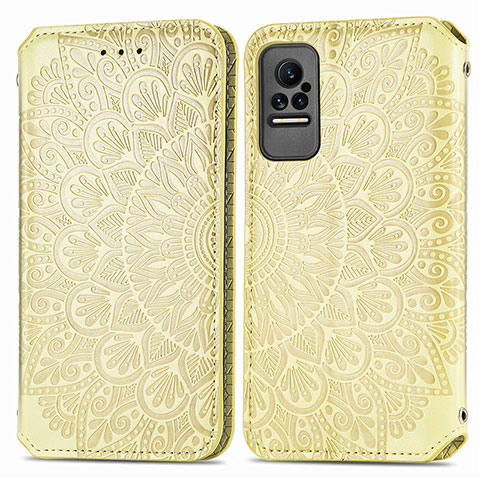 Coque Portefeuille Motif Fantaisie Livre Cuir Etui Clapet S01D pour Xiaomi Civi 1S 5G Or