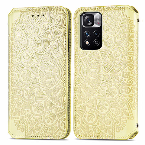 Coque Portefeuille Motif Fantaisie Livre Cuir Etui Clapet S01D pour Xiaomi Mi 11i 5G (2022) Or