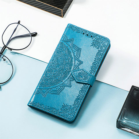 Coque Portefeuille Motif Fantaisie Livre Cuir Etui Clapet S01D pour Xiaomi Poco C55 Bleu